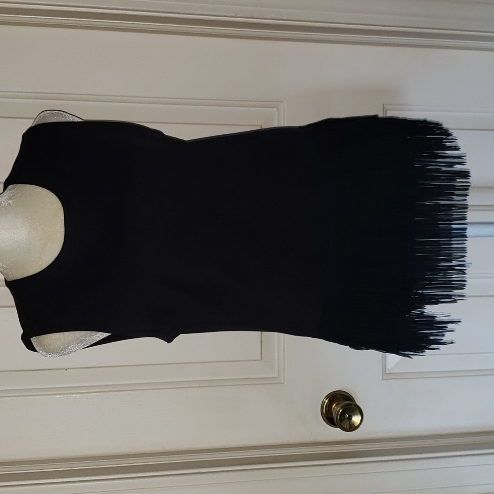 J. Crew Black Sleeveless Tiered Frindge Top Tank - Picture 6 of 16